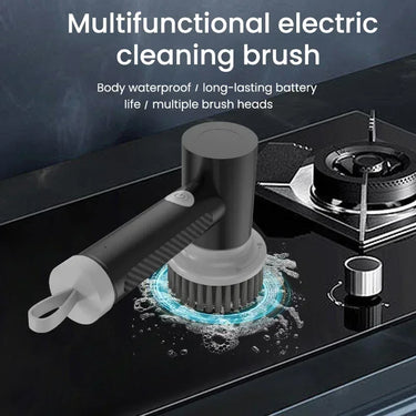 Electric Cleaning Bathroom Wash Brush Kitchen Cleaning Tool USB 5-in-1 Handheld Bathtub Brush Electric Brush Cleaner Sink