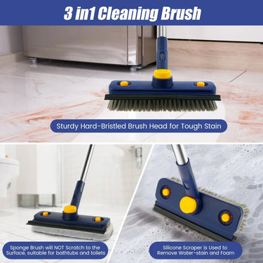 360° Rotatable Floor Cleaning Brush With Long Handle 3 In1 Shower Scrub Brush Tub Tile Scrubber for Household Cleaning Tools